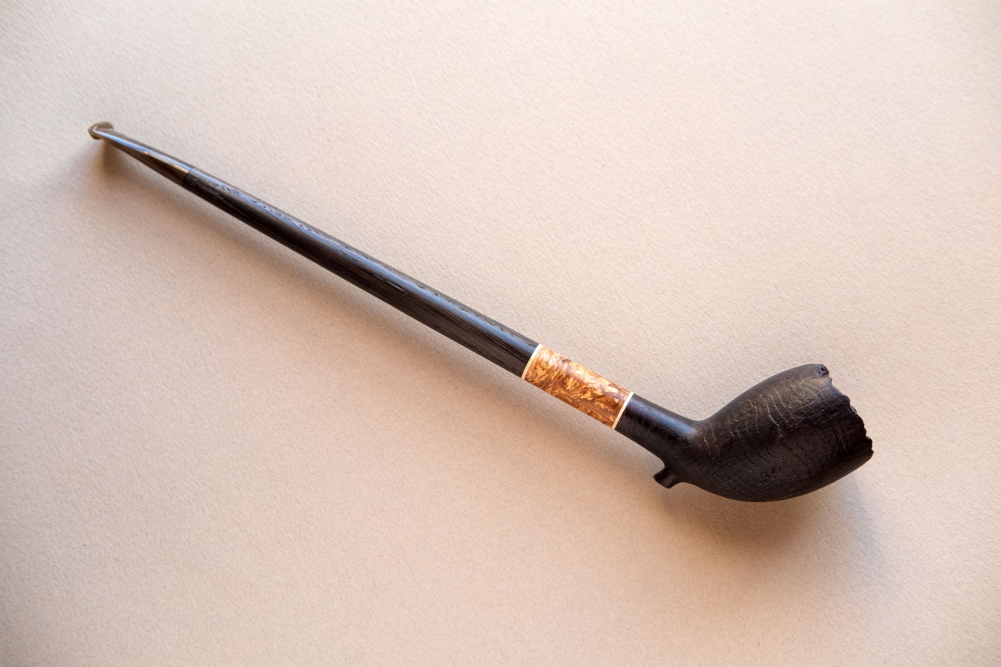 Cutty classic churchwarden pipe made of briar with bog oak stem, handmade by Arcangelo Ambrosi