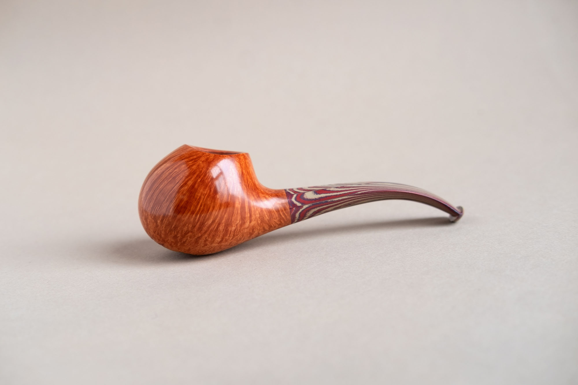 Drop, a quarter-bent-smoking-pipe-made of briar, with limited edition sem ebonite stem, handmade by Arcangelo Ambrosi