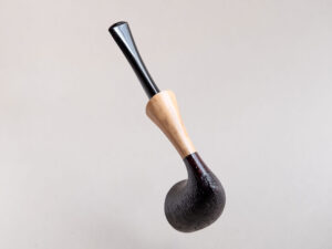 Pickaxe shaped smoking pipe. handmade of briar stained black and with boxwood shank. Ebonite stem.