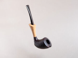 Pickaxe shaped smoking pipe. handmade of briar stained black and with boxwood shank. Ebonite stem.