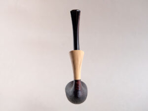 Pickaxe shaped smoking pipe. handmade of briar stained black and with boxwood shank. Ebonite stem.